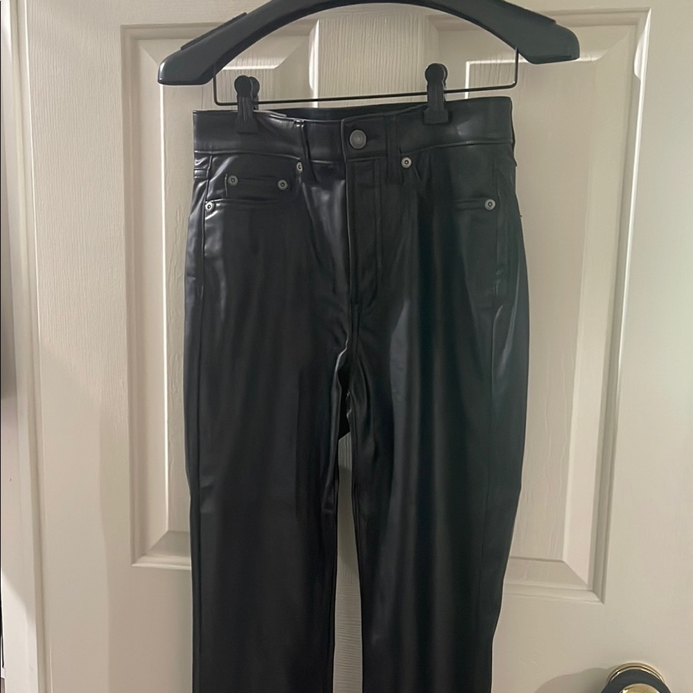 Gap Black Faux Leather Pants size 25 short